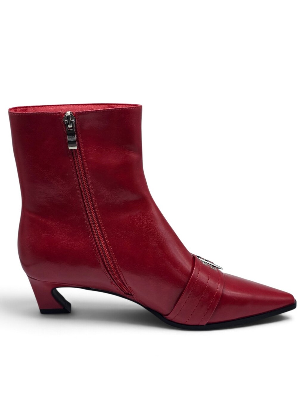 NWOT Vaslemuse Cherry Red Grommet Buckle Kitten Heels - 8.5 - Picture 8 of 14